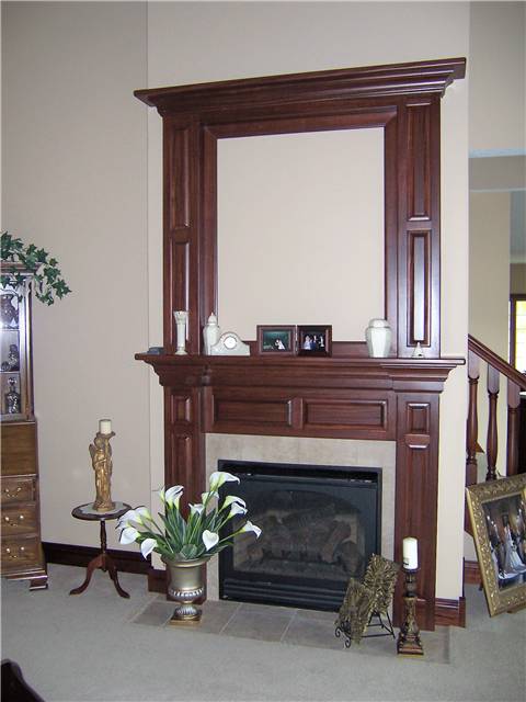 Fireplace mantel - stained hickory
